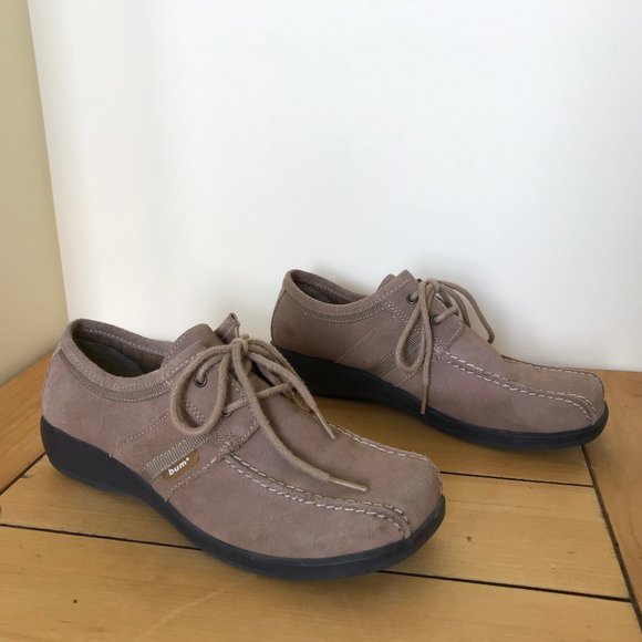 BUM Equipment Parker Suede Chunky Lace Up Shoes Taupe Vintage Y2K Square Toe - Picture 3 of 8